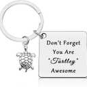 Turtle Lover Encouragement Keychain Gift for Girls Daughter Boys Turtle Inspirational Keychain Sea Ocean Jewelry Turtle Motivational Gift for Women Men Turtle Themed Gifts Keychain Graduation Gifts