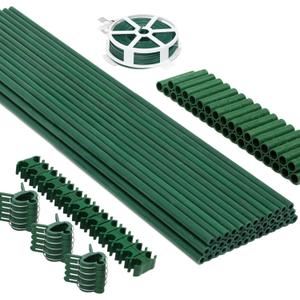MAXPACE 125pcs Garden Stakes Kit: Includes 40 Sets of Fiberglass Plant Sticks Supports & Accessories for DIY 4ft, 5ft, 6ft, 7ft Stakes for Tomato, Vegetables, Indoor & Outdoor Gardening Supplies