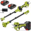 20V 2-in-1 Brushless Pole Pruning Shear with 2 Battery, Battery Powered Cordless Electric Pruning with Lubricant, 1-Inch Cutting Diameter Tree Pruner(Fast Charger Included)