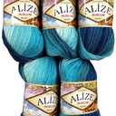 Alize Burcum batik wool 5 x 100 gram multicolored with color gradient, 500 Grams Knitting Yarn 