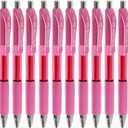 Writon Retractable & Refillable Gel Pens, Comfort Grip, 0.5mm Fine Point, Pink Ink, 12 Pack