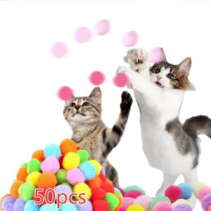 Cat Toy Launcher, 50PCS 1.2Inch Interactive Cat Balls, Active Exercise Toys for Indoor Multi-Colored Cats
