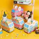 ANGOLIO 12Pcs Groovy Party Favor Boxes Groovy Hippie Peace Bus Centerpiece Birthday Party Decorations Peace Signs Daisies Rainbows for Baby Girls Kids Boho Hippie Birthday Decoration Supplies
