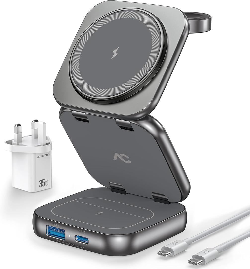 2024 Wireless Charger for Magsafe, AC Island 5-in-1 Portable Charging Station