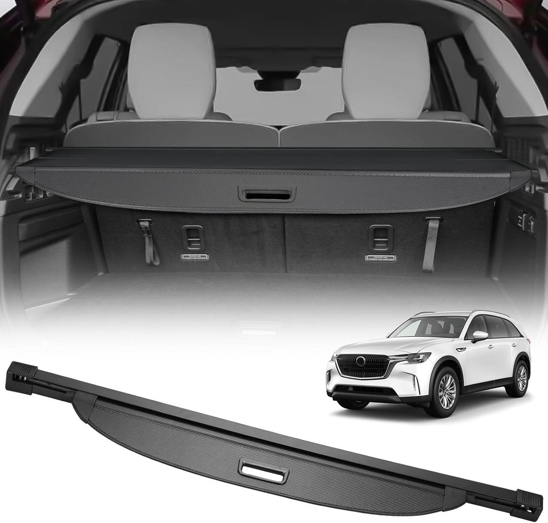 Cargo Cover for Mazda CX-90 2024 Accessories Black Retractable Rear Trunk Security Cover Shield Shade Privacy Screen Car Trunk Luggage Cargo Security Shade Shield
