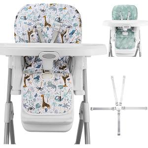 Lunobubo Baby High Chair Cover 2-in-1 Reversible, Includes 5-Point Harness Strap, Waterproof & Soft Dual-Side High Chair Pad Cushion, Machine Washable, Extra Thick Highchair Protector - Green