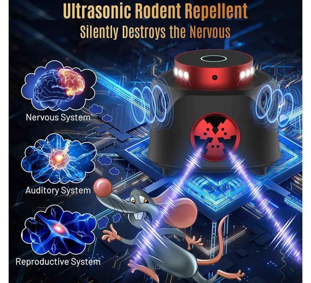 Ultrasonic Rodent Repellent 2 Pack, 360° Mouse Repellent with Remote Control, Pest Repellent Ultrasonic Plug in with Ultrasound & Strobe Light, Mice Repellent Indoor for Rodent/Mouse/Squirrel/Roach
