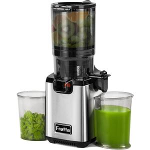 Fretta Cold Press Juicer, Juicer Machines for Vegetable and Fruits, Masticating Juicer with 5.3'' Large Feed Chute Fit Whole Fruits, BPA-Free, Reverse Function, 250W