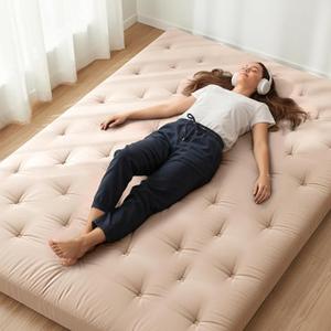 ZonLi Japanese Floor Futon Mattress 100% Cotton Washable Cover Foldable
75" x 54" Full Size 4" Thick Tatami Mat Sleeping Pad, Roll Up Floor Lounger Bed for Guest, Dormitory, Camping & Travel