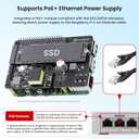 PoE+ M.2 NVMe Expansion Board for Raspberry Pi 5, 802.3 at Power Over Ethernet HAT with PCIe M-Key SSD Slot, Supports 2230/2242/2260/2280, 5V/4.5A Output for NAS & IoT (Pi Not Included)