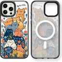 Magnetic for iPhone 13 Pro Max Magsafe Case Cute Aesthetic - Durable Shockproof 6.6 ft Drop Impact Phone Case Cover with Funny Fashion Cats Party Design 6.1" Black