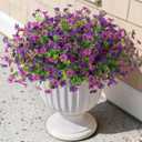 Artificial Fake Mums Flowers for Outdoor Spring Decor, 12 Bundles Faux Flowers Plants Silk Daisy for Planter Pot Colorful UV Resistant Look Real for Front Door Porch Patio Outside Yard(Light Purple)