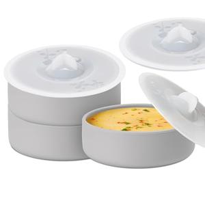 Silicone Egg Poacher Cups with Lids Set of 3, Egg Poaching Cups for Microwave Egg Cooking, Toaster Oven Air Fryer Egg Mold Nonstick Poached Egg Maker Grey