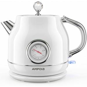 1.8L Retro Electric Kettle with Dual Thermometer (°F/°C) Cream White