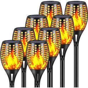 Aityvert Upgraded Larger Solar Torch Lights, Waterproof Outdoor Dancing Flames Lights, Flickering Flames Garden Lights, Landscape Decoration Pathway Patio Lights 43" 96 LED (8 Pack)
