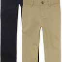 The Children's Place Stretch Straight Relaxed Chino Pants,multipacks (Flax 2-pack), Size 5