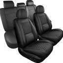 Black Thick Nappa Leather 3D Contoured Automotive Car Seat Covers Full Set