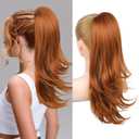 Flufymooz Ponytail Extension for Women, 20 Inch Drawstring Ponytail Hair Extension for Women, Soft Natural Looking Synthetic Pony Tails Hairpiece(Copper Red)