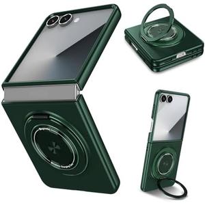 Magnetic Case for Samsung Galaxy Z Flip 7, [Compatible with MagSafe] Military Grade Shockproof Slim fit Samsung Z Flip 7 Phone Case with Magnetic Ring Kickstand, Green