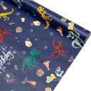 Vnaaem Dinosaur Wrapping Paper Roll - 17 Inches x 32.8 Feet Dinosaur Birthday Gift Wrap Kids Boys Dinosaur Wrapping Paper Blue Design Party Favor Wrapping Paper Roll