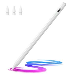 Stylus Pen for iPad(2018-2025)-13 Mins Fast Charge with Tilt Sensitivity & Palm Rejection for iPad 11/10/9/8/7/6th Gen, Air 7/6/5/4/3/M3/M2, Pro 13"/12.9"/11"/M4, Mini 7/6/5th, White