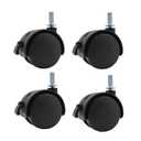 Swivel Caster Wheels 4 Pack 1.5 Inch Locking Casters with 6.25mm Diameter Straight-line Stem, Wheel Replacement for Plastic Furniture Drawer Carts, Boxes, Cabinets, Shelves with Reserved Holes