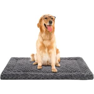 Washable Dog Bed Mat Reversible Dog Crate Pad Soft Fluffy Pet Kennel Beds Dog Sleeping Mattress for Large Jumbo Medium Small Dogs, 41 x 27 Inch, Gray (Grey)