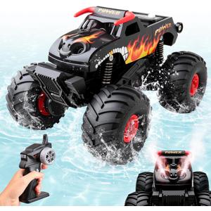 Waterproof Monster Truck Remote Control Car, 1:16 Bigger Amphibious RC Cars Toys, Long Battery 4WD All Terrain Off-Road Vehicle for 6 7 8 9 10 11 12+ Boys Girls Kids Ideal Birthday