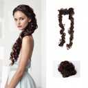 DIY Long Curly Messy Bun Wrap for Women Girls 47" Hair Pieces for Updos Chignon Ponytail Extension with Elastic Band - Small Curls, Dark Brown