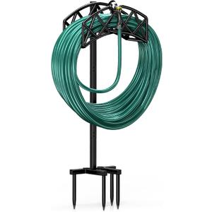 Metal Garden Hose Holder, Heavy Duty Freestanding Hose Storage Stand Rack for Outside