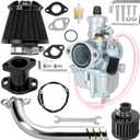 YOXUFA VM22 26mm Carburetor Stage 1 Kit Replacement for Predator 212cc 224cc 196cc 200cc 6.5HP Engine Coleman CT200U BT200X Baja MB200 GX160 GX200 Mini Bike Go Kart Parts with 212 Exhaust Pipe (black)