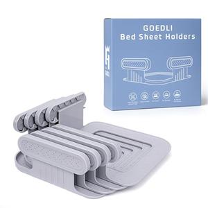 Goedli Lock Sheet Holders - No More Loose Sheets, Secure Bed Sheets, 4Pcs Fits All Kinds of Sheets and Mattress Sizes, ABS Material with High Flexibility, Easy One-Time Installation (Gray)