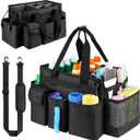 Hot Tub Chemical Storage Bag for Adults, Spa Accessories Organizer with Handle and Shoulder Strap, Cleaning Caddy Bag for Hot Tub Supplies, Black, Medium