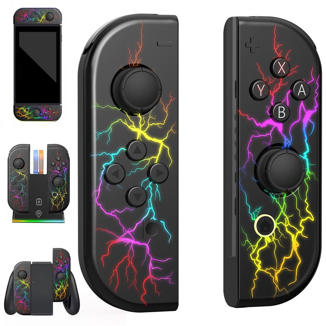 GLOWANT Replacement for Switch Controller Work with Switch 1/Lite/OLED,Left/Right Gamepad with Dual Vibration,6-Axis Gyro,Wake-Up,Anti-Slip grip and Joystick