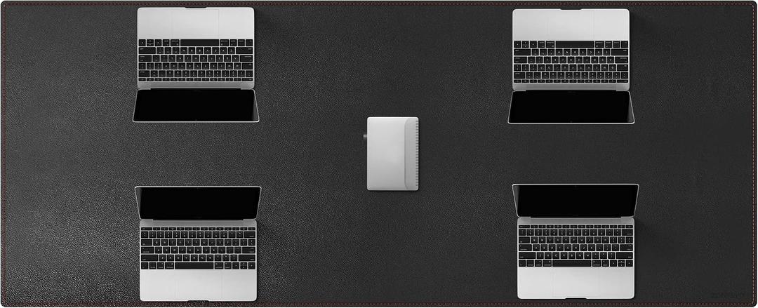 ZORESYN Conference Table Pads (66.9" x 27.6") - PU Leather Extended Large Mousepad Desk Mat - Nonslip Base and Waterproof Desktop Writing Pad Mouse Mat (Black)