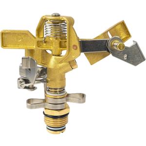 Hourleey 1/2 Inch Brass Impact Sprinkler, Heavy Duty Water Sprinkler Head, Adjustable 0-360 Degree Coverage Pattern, Watering Sprinkler with Nozzles for Large Patio Garden Irrigation (1 Pack)