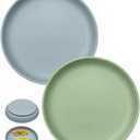 Classic Toddler Plates with Suction 2 Pcs, BPA Free Silicone Baby Suction Plates, Stick Dinner Dishes for Baby Toddler Kids, Dishwasher Safe, Stackable (Moonlit Ocean & Sage Green)