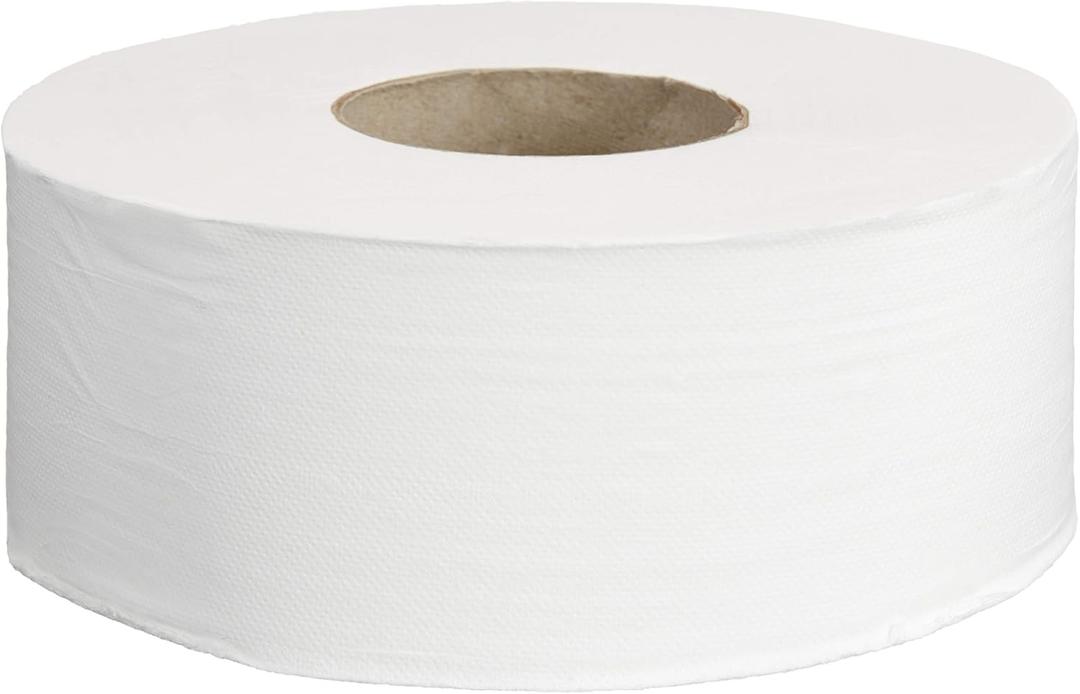 AmazonCommercial 2-Ply White Jumbo Roll Toilet Paper, 9 in, Septic Safe, Compatible with Universal Dispensers, FSC Certified, 1000 Feet Per Roll (Pack of 12)