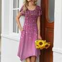 Zeagoo Womens Casual Dress for Summer Short Sleeve Loose Flowy Beach Dress with Pockets Hankerchief Flare Midi Sundress 2026 (XXL)