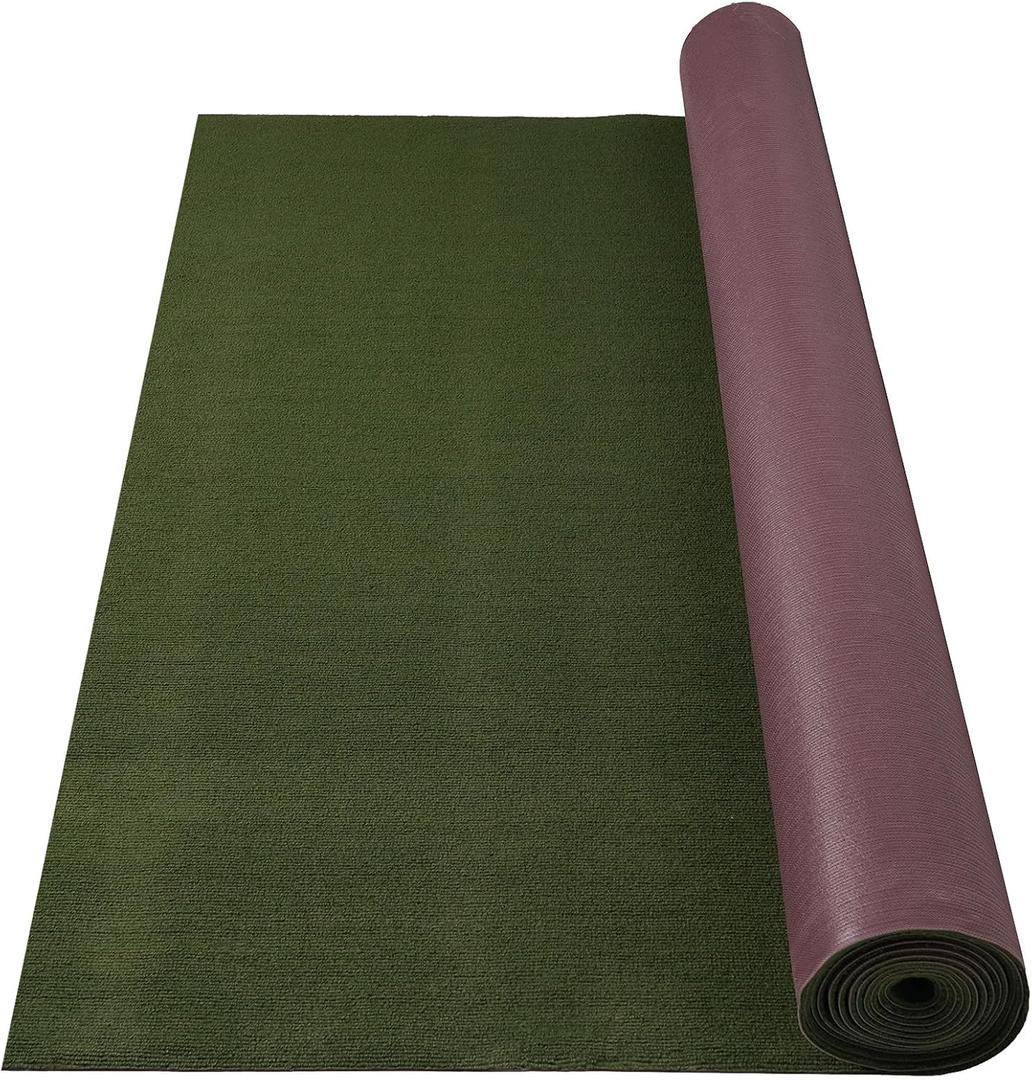 Grefinity Marine Carpet,5 FT x 10 FT Olive Green Indoor Outdoor Carpet 0.2" Thick with Water-Proof TPE Backing, Non-Slide for Home, Patio, Porch, Deck