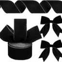 Yungyan Velvet Ribbons with Gold Edge Felt Ribbon Gift Bow Wrapping Ribbon for Handmade, Home Decor, Gift Wrapping, Wreath DIY Crafts, Christmas Tree(2.5 Inch X 35 Yards,Black)
