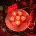 Honoson 6 Pcs 2'' x 1.65'' Red Heart Shaped Tea Lights: Long Lasting, Odorless, Modern, Solid Heart Candle for Valentine's Day, Wedding, Romance