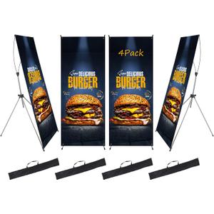 YOSE X Frame Banner Stand (4Pack) Fits Any Banner Adjustable Size 23"X63" to 32"X78" with Portable Retractable Carrying Bag, Customize Stand for Trade Show Exhibition Market