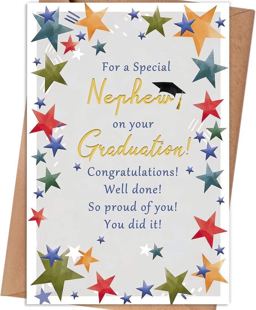 3 x Nephew Graduation Card | "For a Special Nephew on Your Graduation" Congratulations Greeting Card, Proud of You Graduation Gift for Nephews, 8×5.3 inches