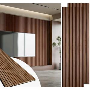 BUBOS Acoustic Wood Wall Panels,2 Pack 47.2” x 12.8” Wood Slat Wall Panels,Soundproof Wall Panels for Living Room,Bedroom,Kitchen & Offices,Natural Walnut
