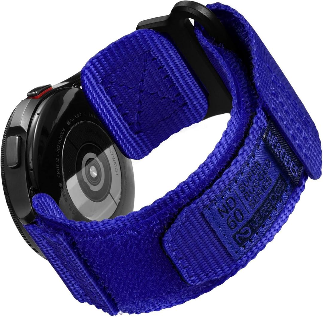 Nereides Band Compatible with Samsung Galaxy Watch 7 6 5 4 40mm 44mm/ Watch 6 4 Classic/Watch 5 Pro/Watch 3 Classic 41mm/Active 2, 20mm Nylon Replacement Sports Strap for Men Women(Electric Blue,L)