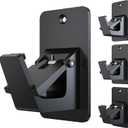 Adhesive No Drill Curtain Rod Brackets - Heavy Duty 30LB Holders for Bathroom Bedroom Kitchen, Universal Damage-Free Window Rod Hooks with Nail-Free Installation (4PC Black)