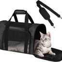 Cat Carrier Soft for Pets Up to 25 Lbs, Cat Travel Bag Soft-Sided with Padded Shoulder Strap, Pet Dog Carriers for Small Dogs Travel Puppy Carry Airline Approved, Black