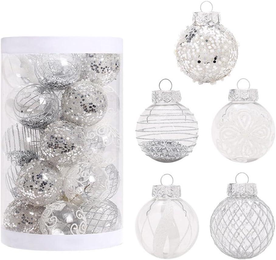 25Pcs Christmas Ornaments Sets 2.36 Christmas Ball Ornaments Christmas Tree Ornaments Shatterproof Xmas Balls Bulbs for Holiday Wedding Party Christmas Tree DecorationSilvery White