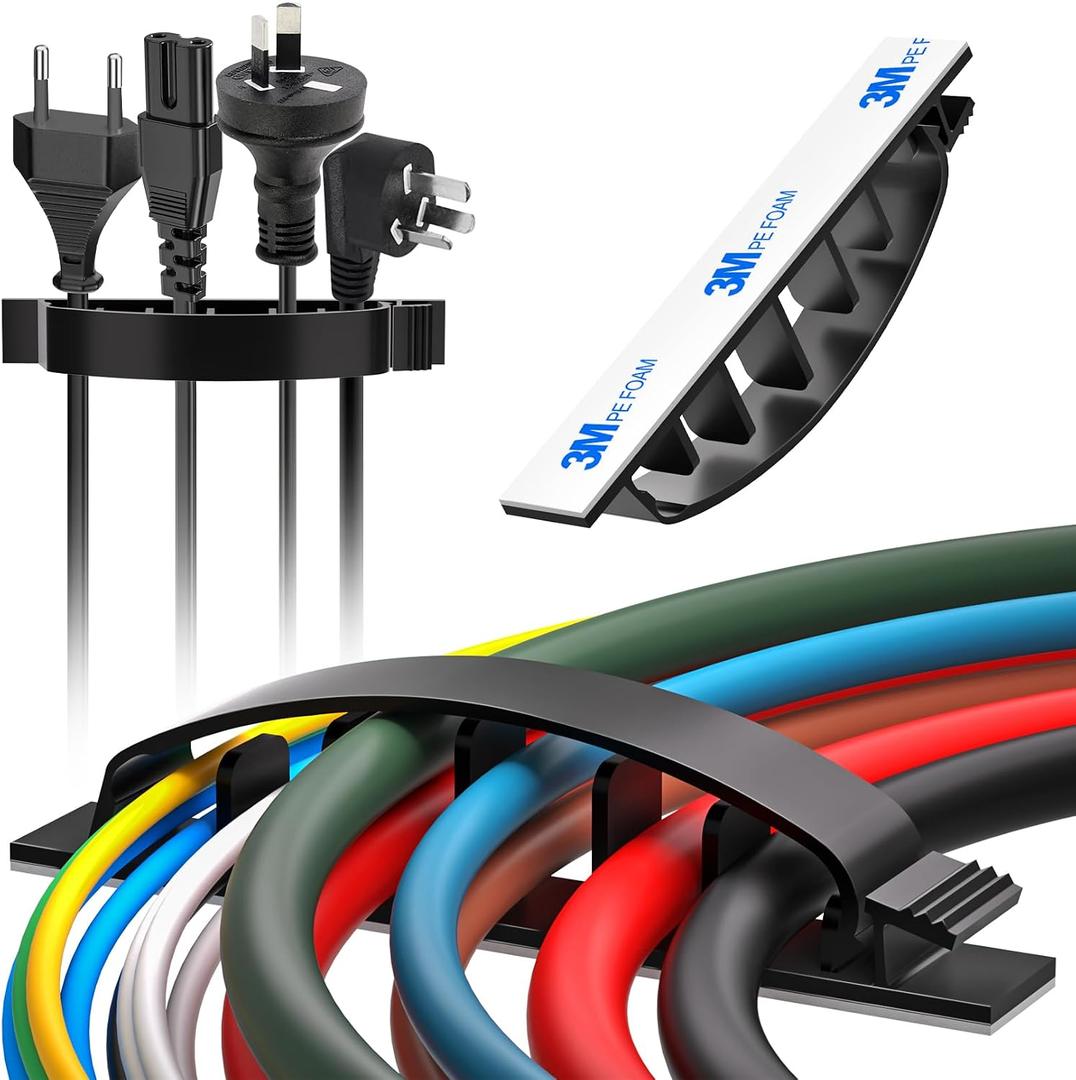 3 x XHF 30pcs Adhesive Cable Wire Clips Black, Outdoor Cable Management Wire Organizer Cord Holder for Under Desk, Car, Wall, TV PC Ethernet Cable